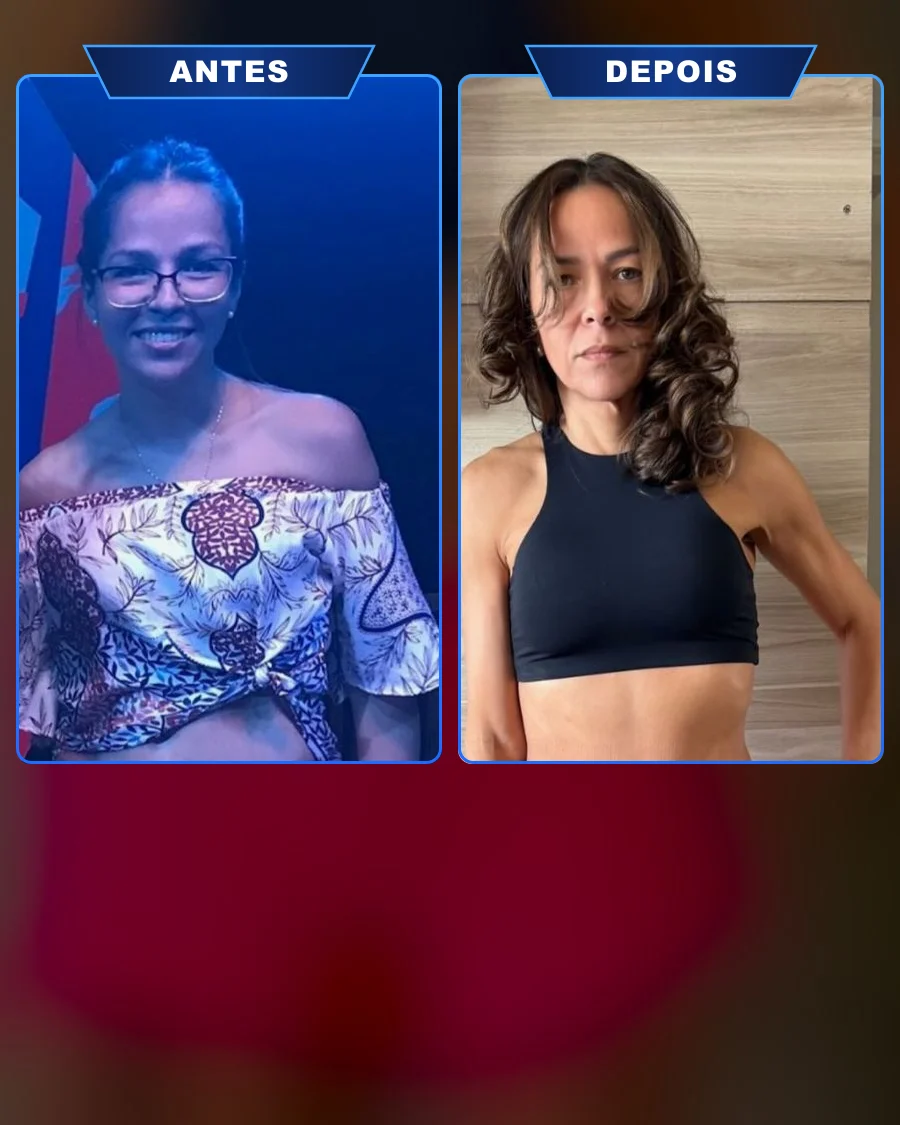 Antes e depois da aluna Tatiane