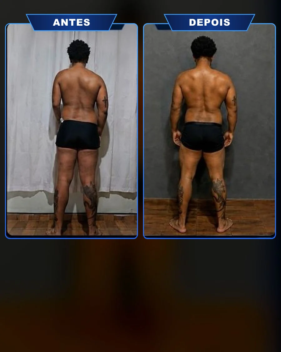 Transformação do aluno Tiago, costas