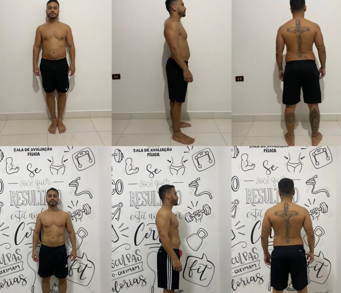 Evolução de aluno SouzaTeam na avaliação física
