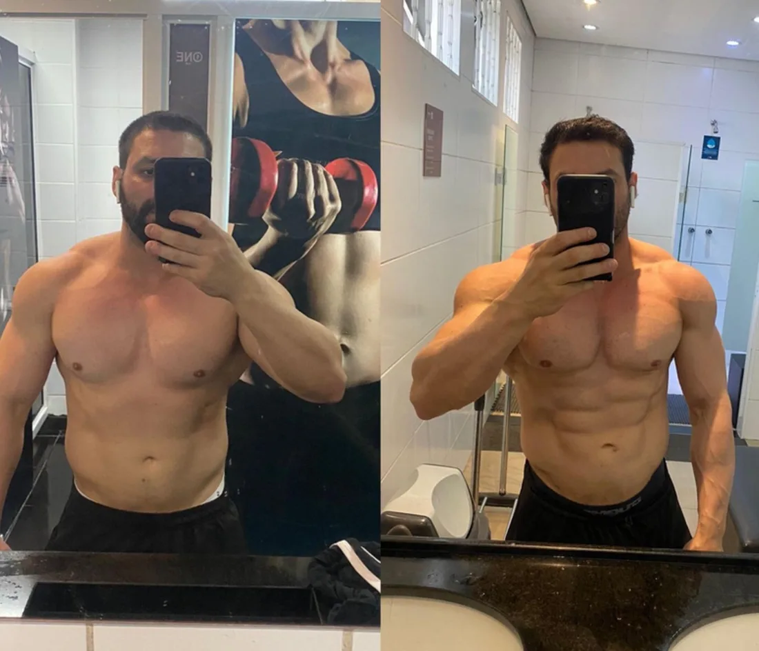 Evolução de aluno SouzaTeam em foto no espelho